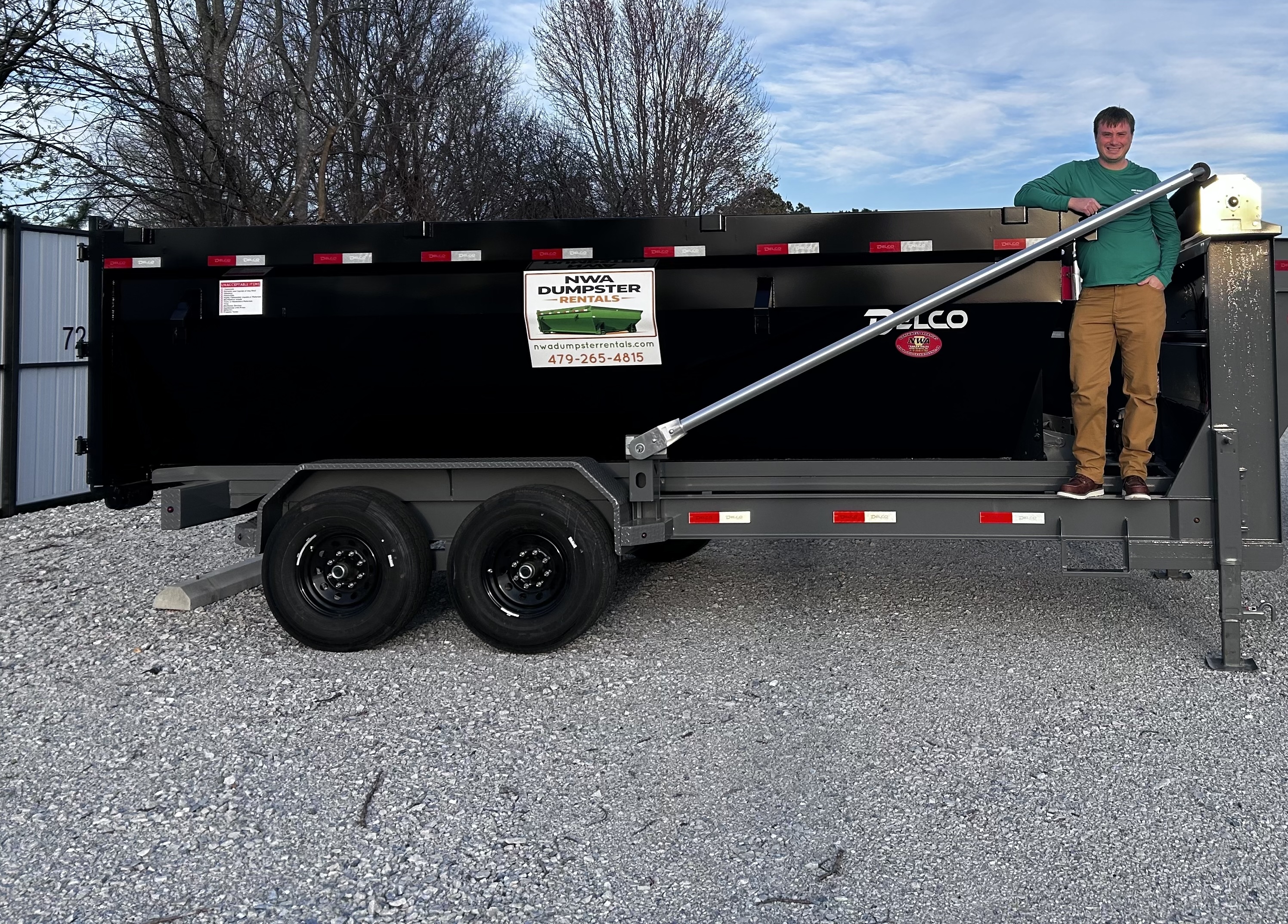 Dumpster on trailer in Northwest Arkansas
